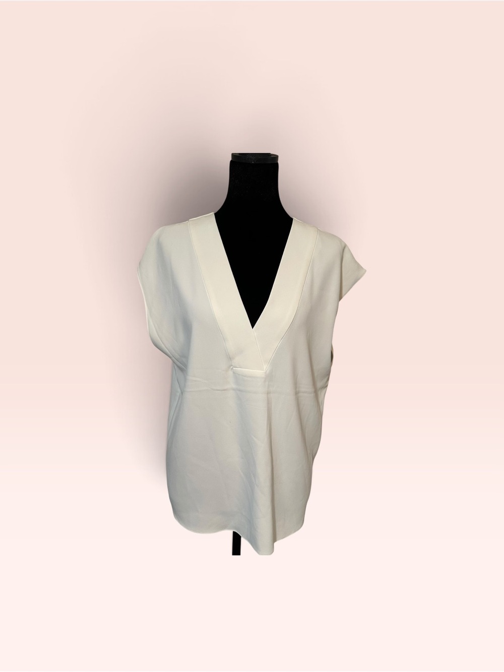 H&M White Deep V-Neck Cap Sleeve Blouse